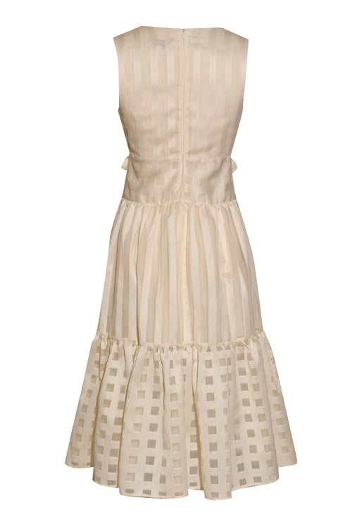 V NECK MIDI DRESS CREAM - Barrus London